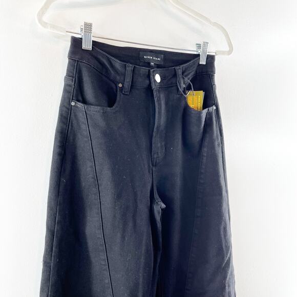 Risen Courtney High Waisted Denim Wide Leg Jeans Solid Black 5 / 27 - Picture 5 of 13
